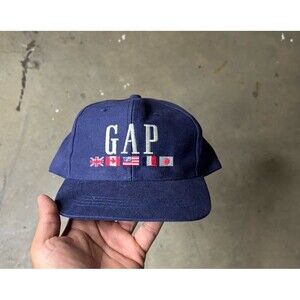 Vintage Gap World Wide Spellout Logo Baseball Cap Strapback Hat Size M